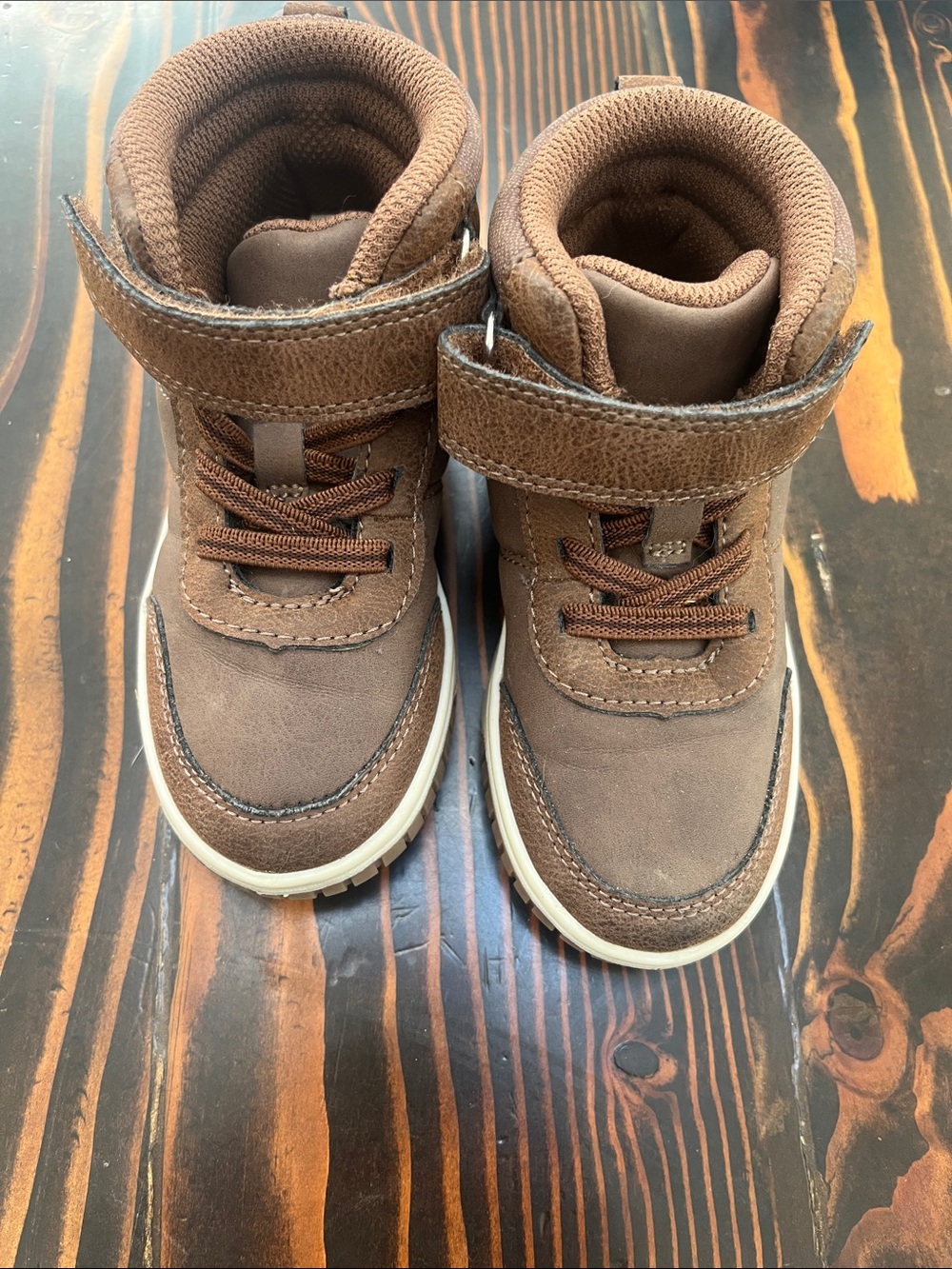Stride Rite Melvin Leather Brown Hook-and-Loop High-Top Boots